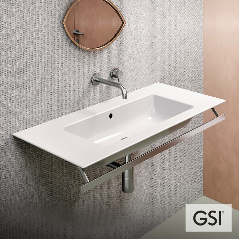 Νιπτήρας Πορσελάνης Pura 102×46 (1 οπή+2 προχ.) GSI White